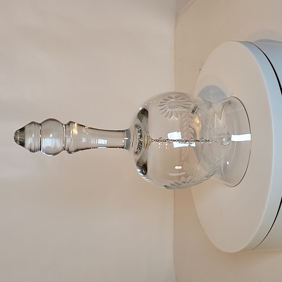 Krosno Poland Etched Flowers And Leaves Crystal Bell - Picture 3 of 10